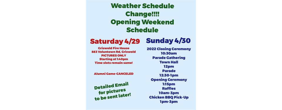 MAJOR CHANGES to Opening Weekend